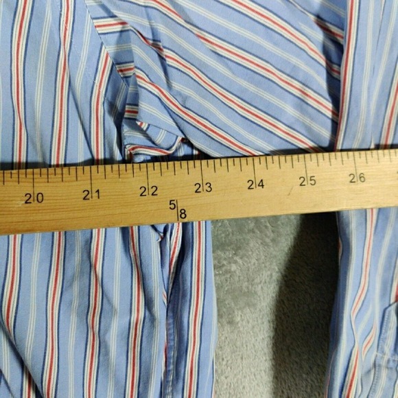 Ralph Lauren Shirt Mens Large Blue Striped Two Ply Cotton Dress Blake Pony Adult - Picture 7 of 8